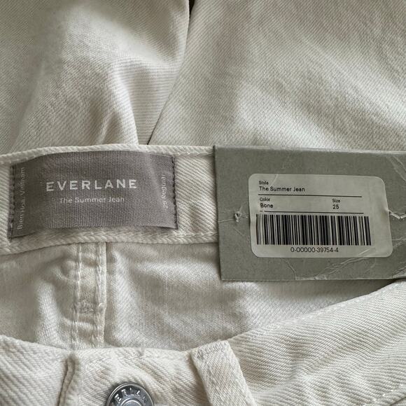 Everlane Women 5 Pocket Design The Summer High Rise Jeans Bone White Size 25 NWT - Picture 4 of 7